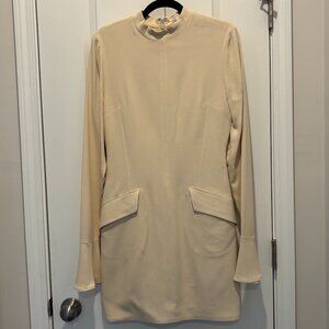 House of CB Cream Long Sleeve Mini Dress w/ Pockets | Size M